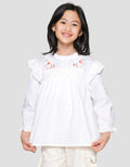 Little M Dobby Kerah Ruffle Bordir Blouse Anak Perempuan