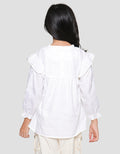 Little M Dobby Kerah Ruffle Bordir Blouse Anak Perempuan