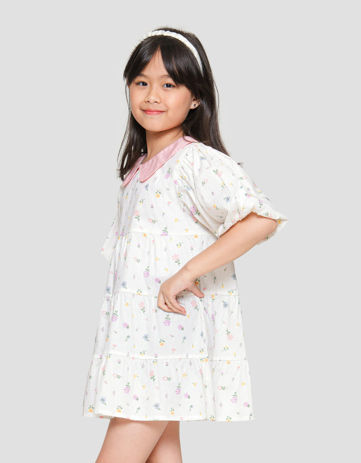 Little M Floral Smock Kerah Midi Dress Anak Perempuan