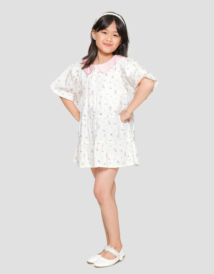 Little M Floral Smock Kerah Midi Dress Anak Perempuan