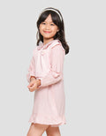 Little M Woven Combination Knit Collar Flower Patch Midi Dress for Girls