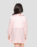 Little M Woven Combination Knit Collar Flower Patch Midi Dress for Girls