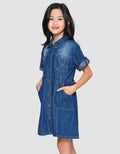 Little M Safari Denim Midi Dress Anak Perempuan