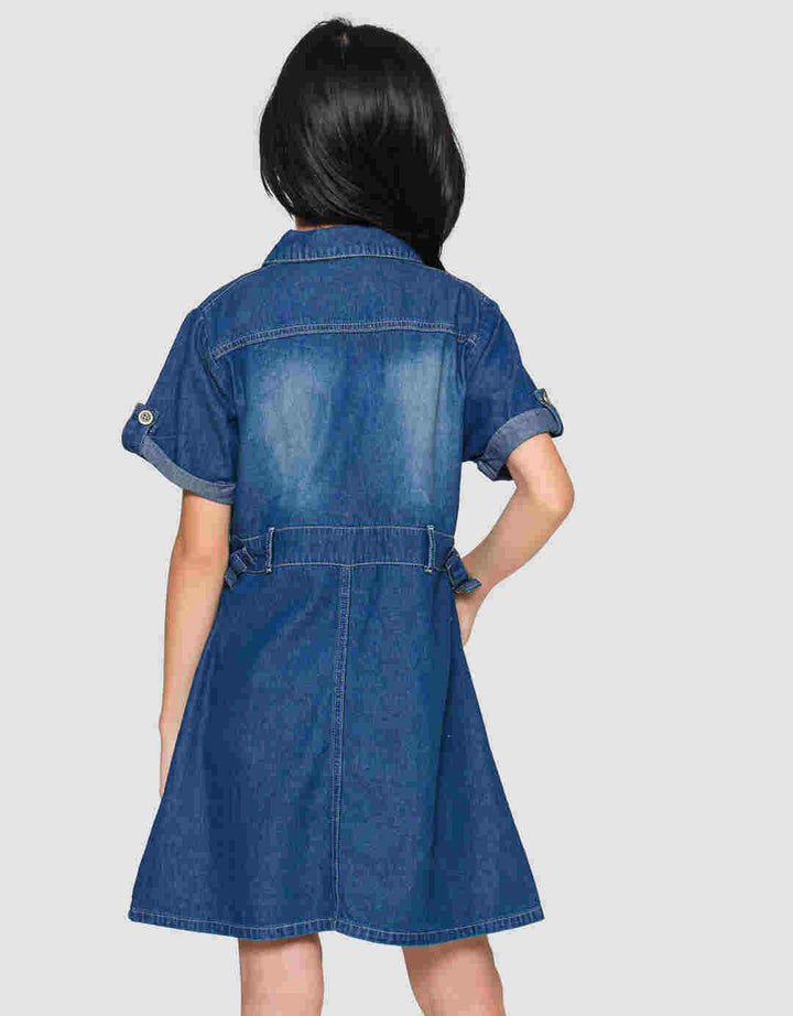 Little M Safari Denim Midi Dress Anak Perempuan