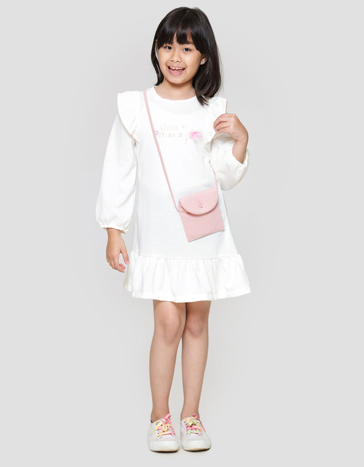Little M Ruffle Tas Flamingo Midi Dress Anak Perempuan