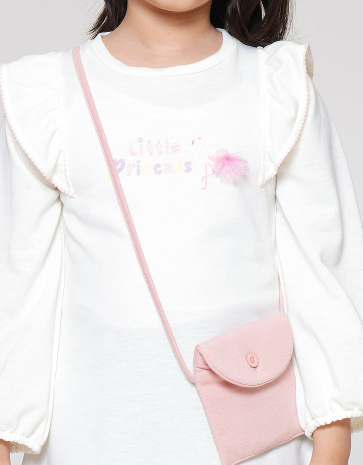 Little M Ruffle Tas Flamingo Midi Dress Anak Perempuan