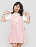 Little M Overall Flamingo Dress Lengan Pendek Anak Perempuan