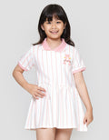Little M Salur Bordir Dress Lengan Pendek Anak Perempuan