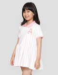 Little M Salur Bordir Dress Lengan Pendek Anak Perempuan