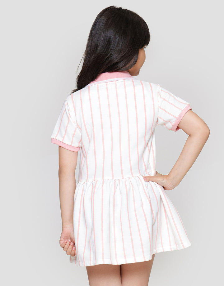 Little M Salur Bordir Dress Lengan Pendek Anak Perempuan