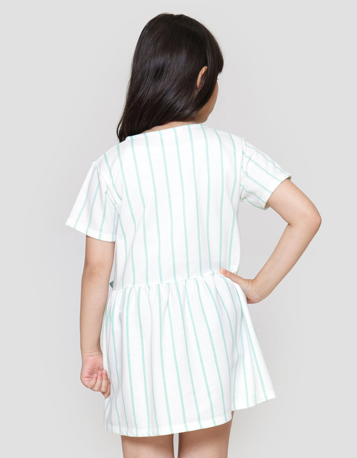 Little M Salur Bordir Dress Lengan Pendek Anak Perempuan