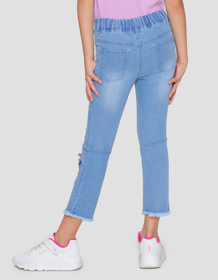 Little M Bordir Aplikasi Unicorn Tassle Jegging Denim Anak Perempuan