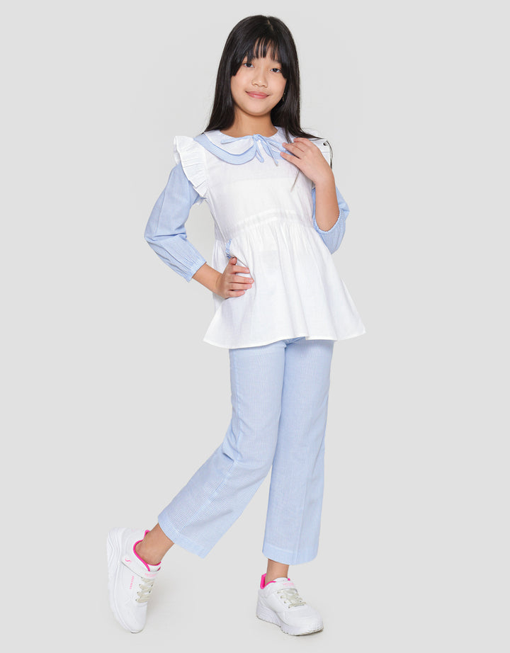 Little M Kerah Double Baju Set Anak Perempuan