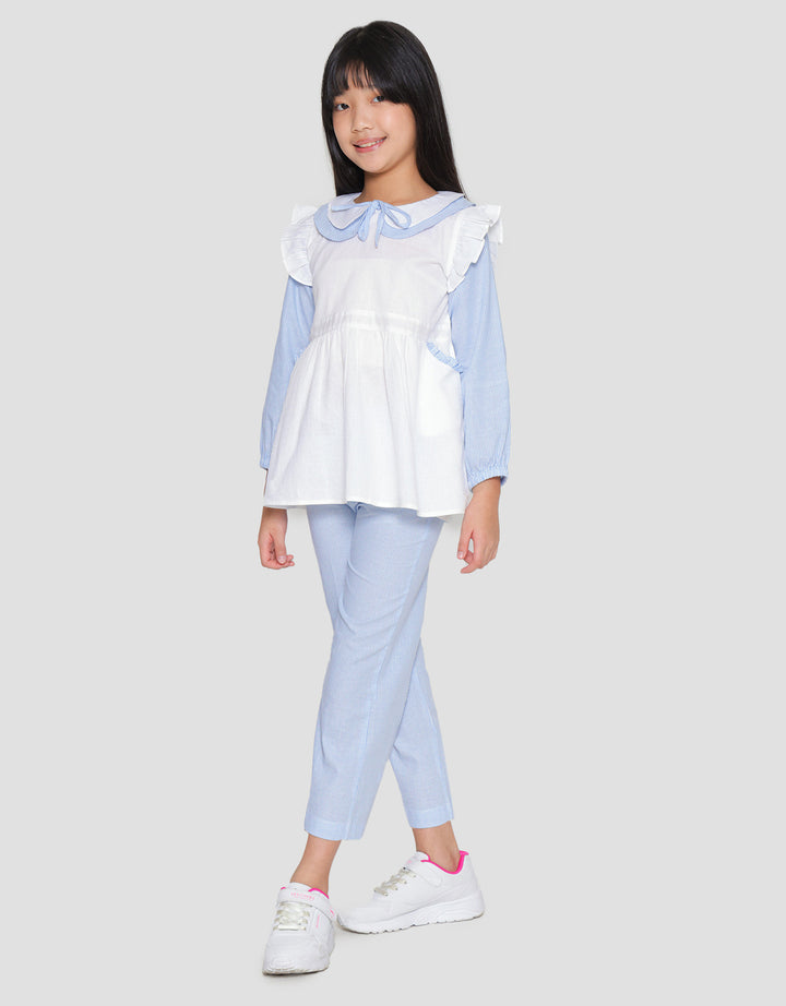 Little M Kerah Double Baju Set Anak Perempuan