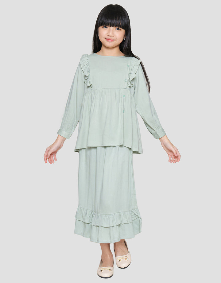 Little M Ruffle Top Long Skirt Baju Set Anak Perempuan