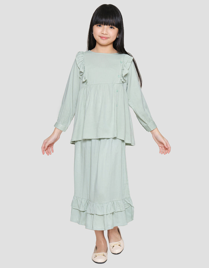Little M Ruffle Top Long Skirt Baju Set Anak Perempuan