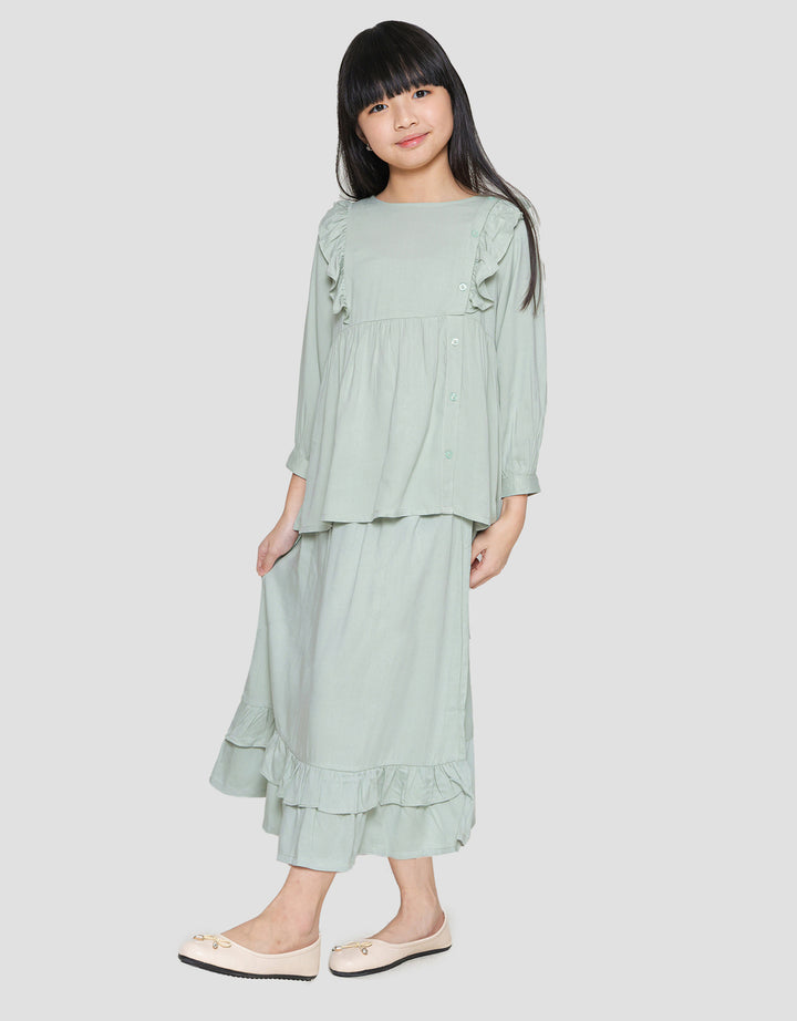 Little M Ruffle Top Long Skirt Baju Set Anak Perempuan