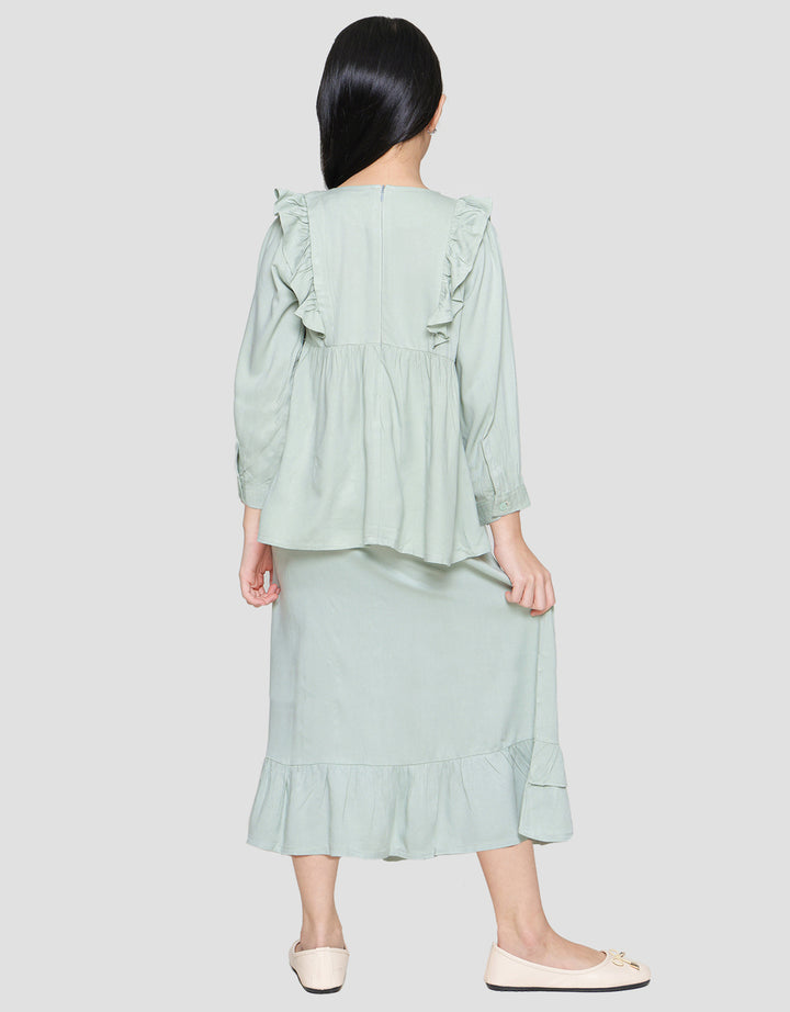 Little M Ruffle Top Long Skirt Baju Set Anak Perempuan