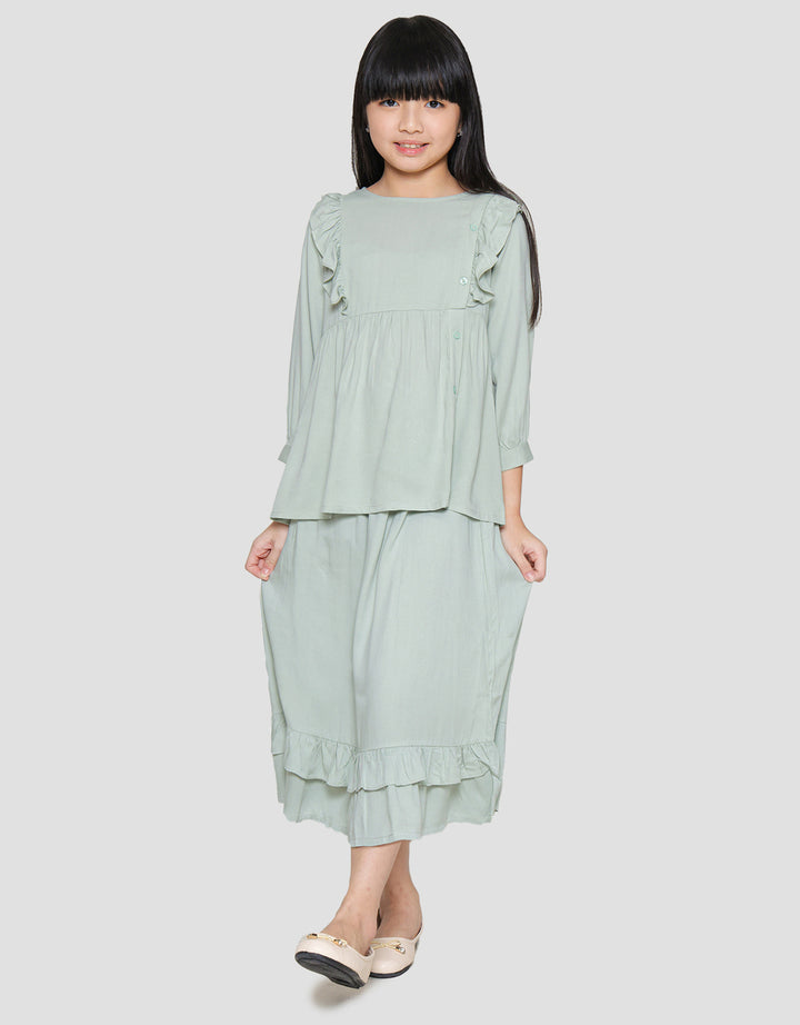 Little M Ruffle Top Long Skirt Baju Set Anak Perempuan