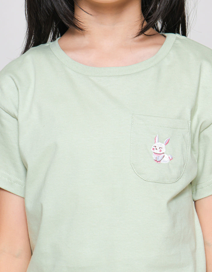Little M Kantong Bordir Rabbit Baju Set Anak Perempuan