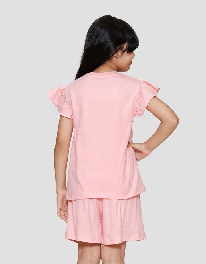 Little M Ruffle Bordir Dool Pakaian Setelan Anak Perempuan