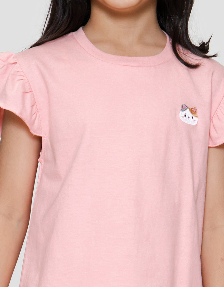 Little M Ruffle Bordir Dool Pakaian Setelan Anak Perempuan