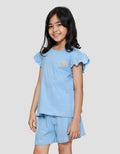 Little M Ruffle Bordir Pakaian Setelan Anak Perempuan