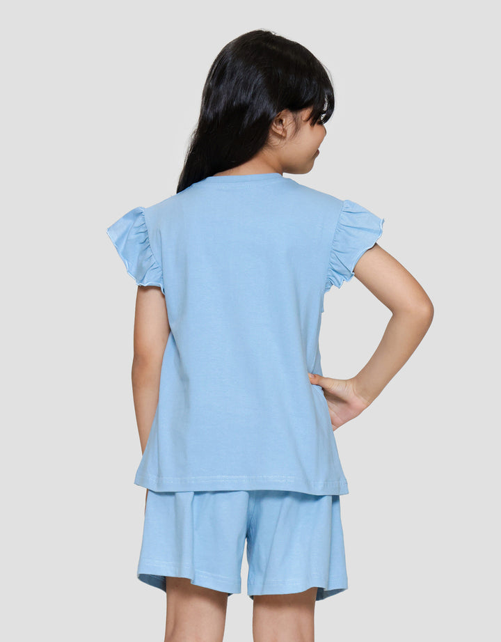 Little M Ruffle Bordir Pakaian Setelan Anak Perempuan