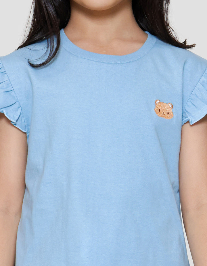 Little M Ruffle Bordir Pakaian Setelan Anak Perempuan