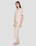 Nevada Stripe Arpicot Baju Tidur Set Wanita