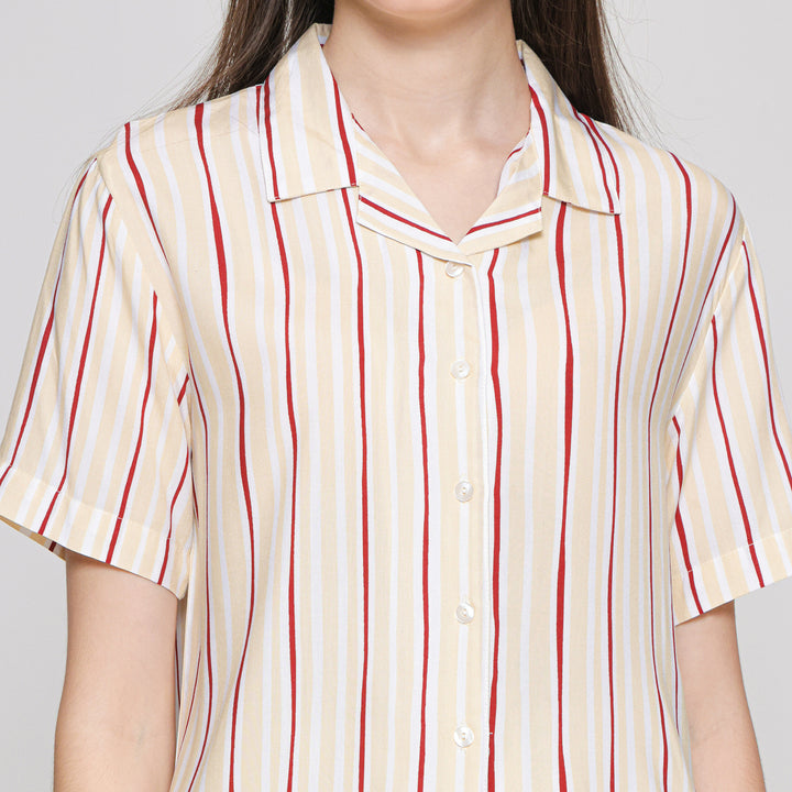 Nevada Stripe Arpicot Baju Tidur Set Wanita