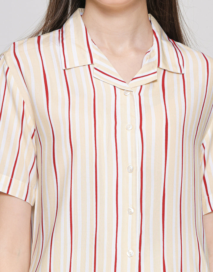 Nevada Stripe Arpicot Baju Tidur Set Wanita