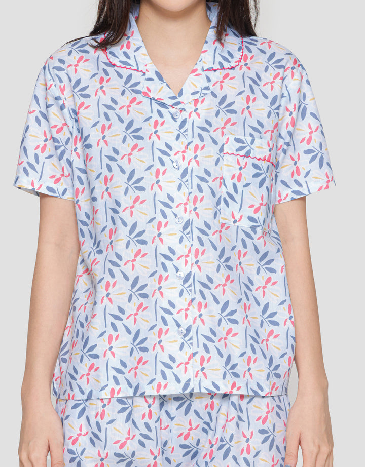 St. Yves Blue Flower Setelan Piyama Wanita