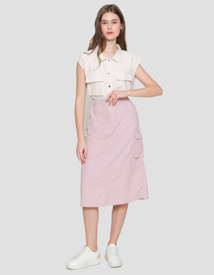 Nevada Woven Para Midi Rok Wanita