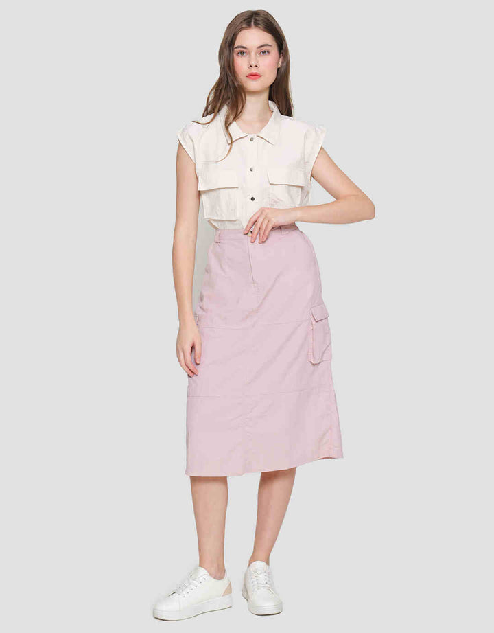 Nevada Woven Para Midi Rok Wanita