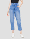Nevada Denim Slouchy Ripped Celana Panjang Denim Wanita