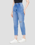 Nevada Denim Slouchy Ripped Celana Panjang Denim Wanita