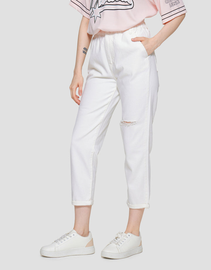 Nevada Denim Slouchy Ripped Celana Panjang Denim Wanita