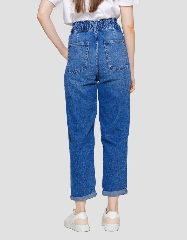 Nevada Denim Slouchy Ripped Celana Panjang Denim Wanita