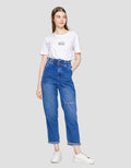 Nevada Denim Slouchy Ripped Celana Panjang Denim Wanita