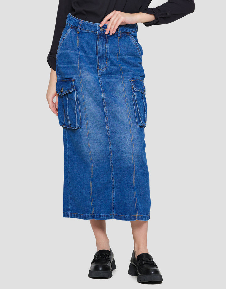 Nevada Big Pocket Rok Denim Wanita
