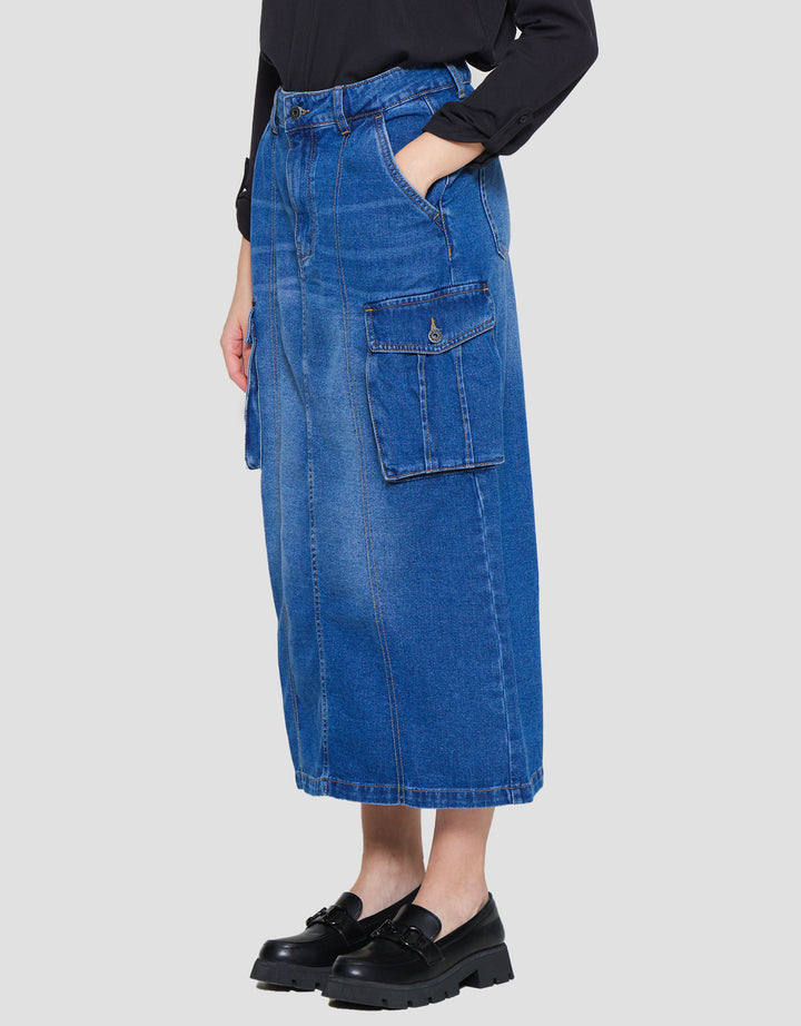 Nevada Big Pocket Rok Denim Wanita