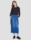 Nevada Big Pocket Rok Denim Wanita