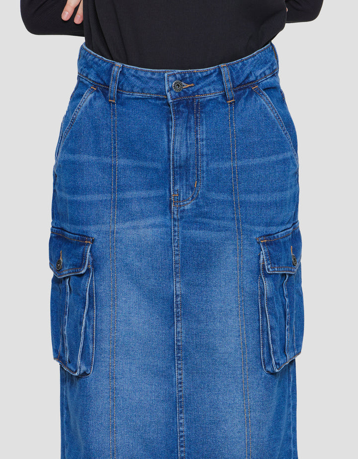 Nevada Big Pocket Rok Denim Wanita