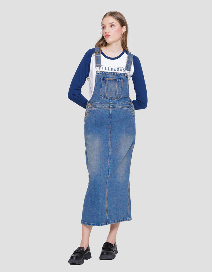 Nevada Denim Dungaree Overall Maxi Wanita