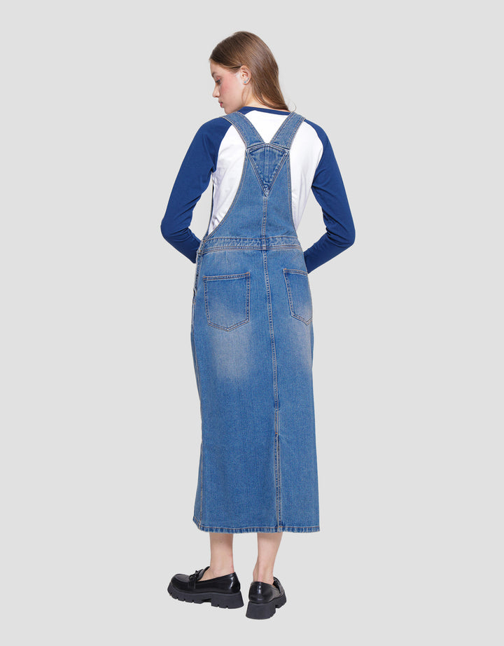 Nevada Denim Dungaree Overall Maxi Wanita