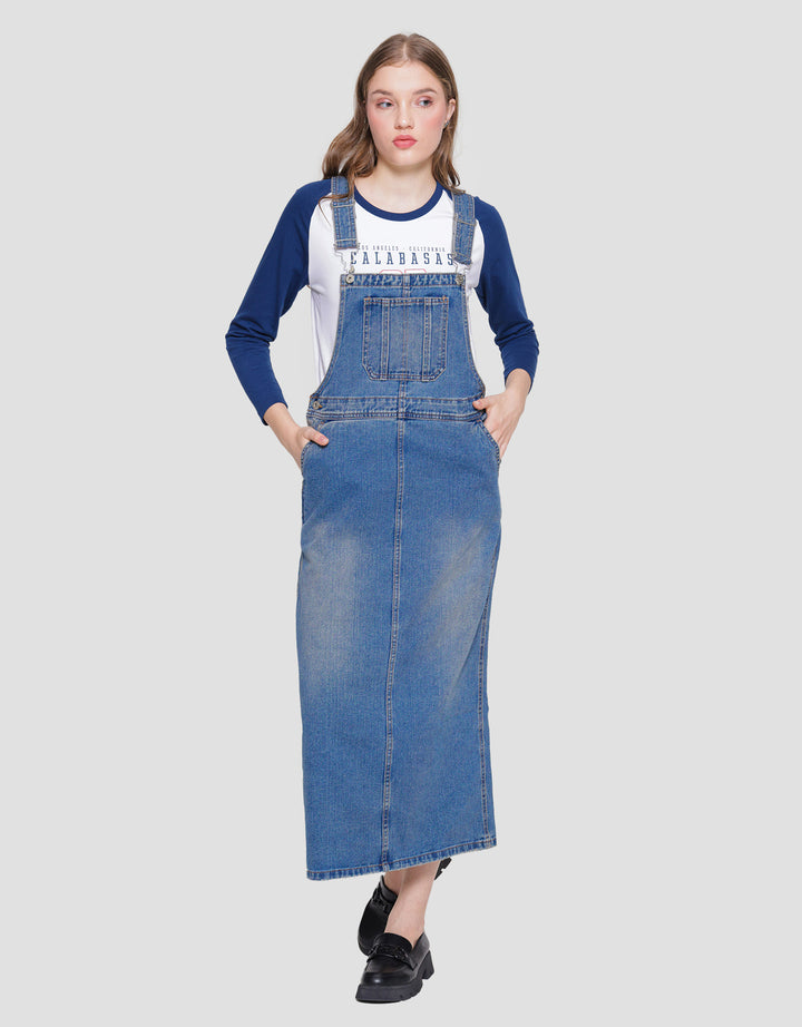 Nevada Denim Dungaree Overall Maxi Wanita