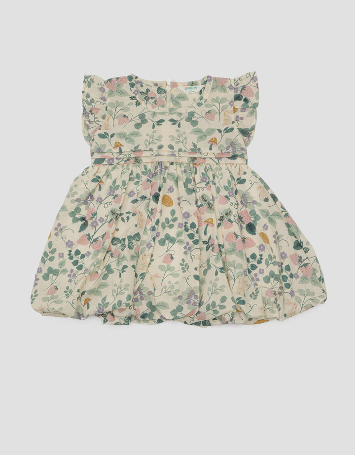Little M FullprintbKelinji Straw Midi Dress Baby Girl