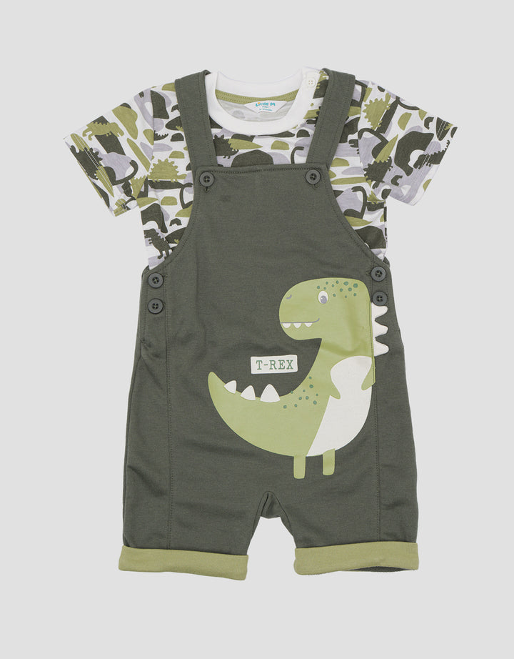 Little M Dino Trex Overall Baby Boy