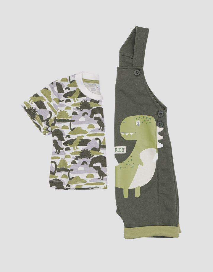 Little M Dino Trex Overall Baby Boy